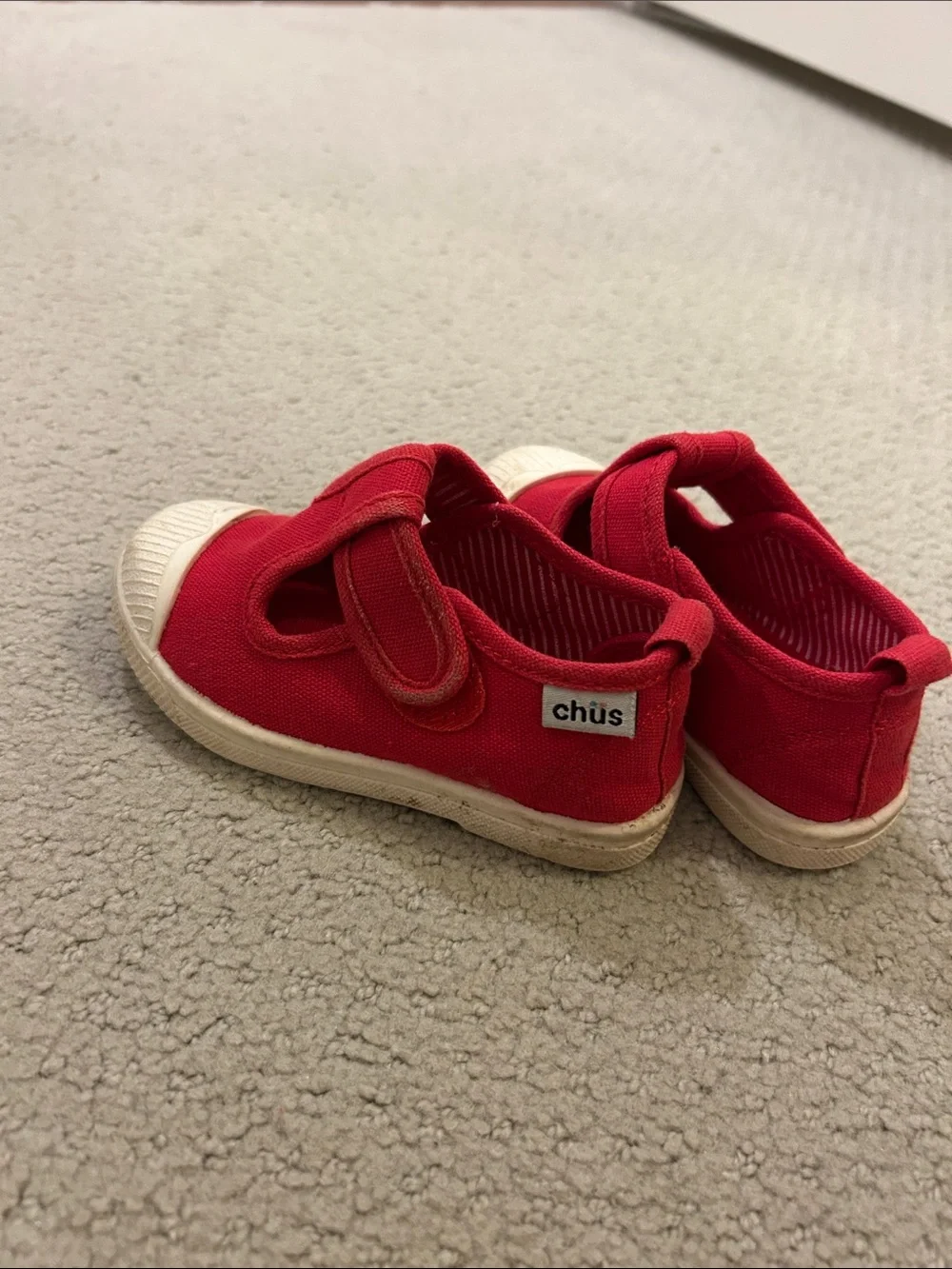 Chus Kids Red Canvas Slip-On Sneakers with Hook-and-Loop Strap